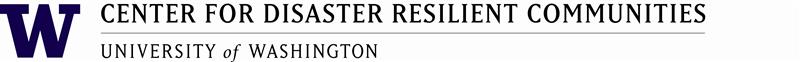Purple "W" with words "Center for Disaster Resilient Communities University of Washington"