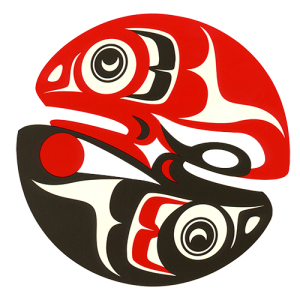 Red and black abstract circle