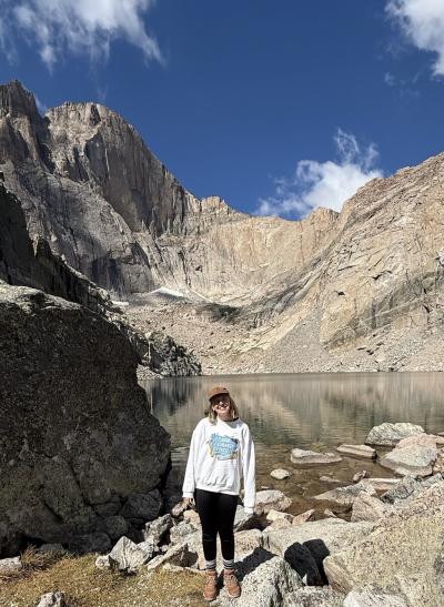 Woman standing outside in a canyon